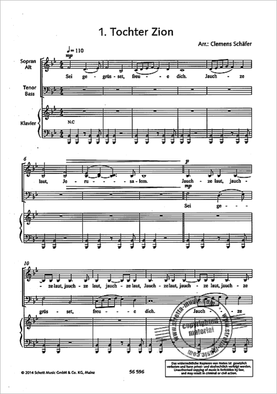 Popgroove zur Stillen Nacht für gemischten Chor + Klavier  C. Schäfer
